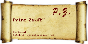 Prinz Zekő névjegykártya